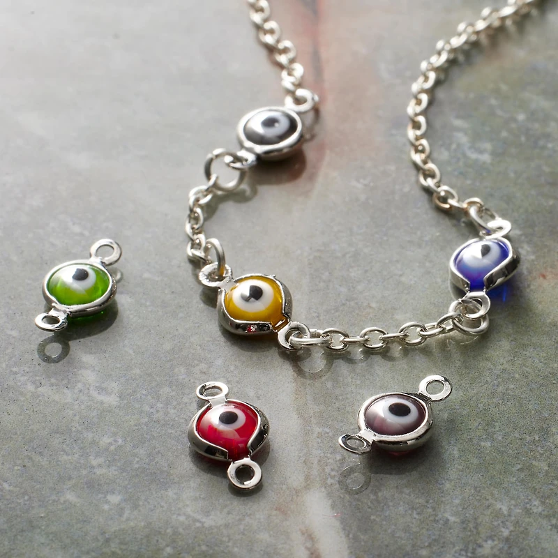 12mm Rhodium Eye Connectors, 6ct. by Bead Landing™