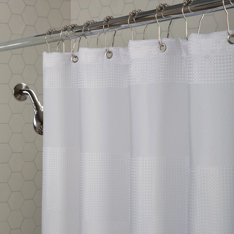 Elle Décor White Jacquard Weave Shower Curtain