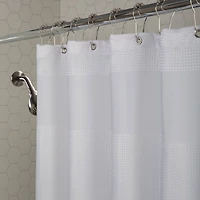 Elle Décor White Jacquard Weave Shower Curtain