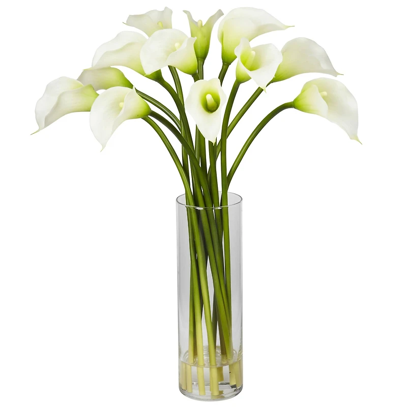 20" Mini Calla Lily Silk Flower Arrangement in Vase