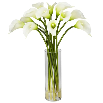 20" Mini Calla Lily Silk Flower Arrangement in Vase