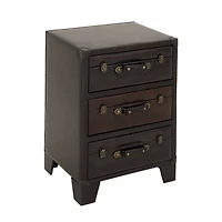 Dark Brown Wood 3-Drawer Traditional Cabinet