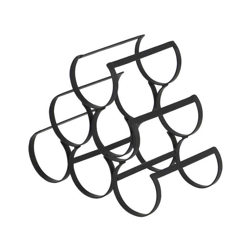 10" Black Metal Industrial Wine Holder Rack