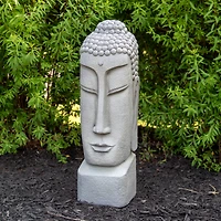 23.25" Large Buddha Head Outdoor Garden Statue