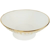 CosmoLiving by Cosmopolitan 15.5" Abstract White with Gold Melting Drips Ceramic Decorative Bowl