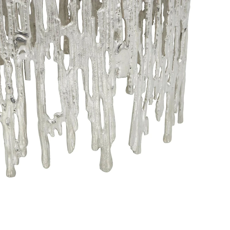 21" Silver Aluminum Accent Table with Glass Tabletop