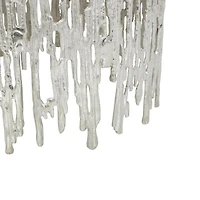 21" Silver Aluminum Accent Table with Glass Tabletop