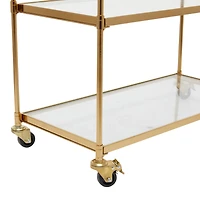 Brass Iron Traditional Bar Cart, 31" x 38" x 14"