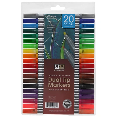 Art Advantage® 20-Color Dual-Tip Washable Marker Set