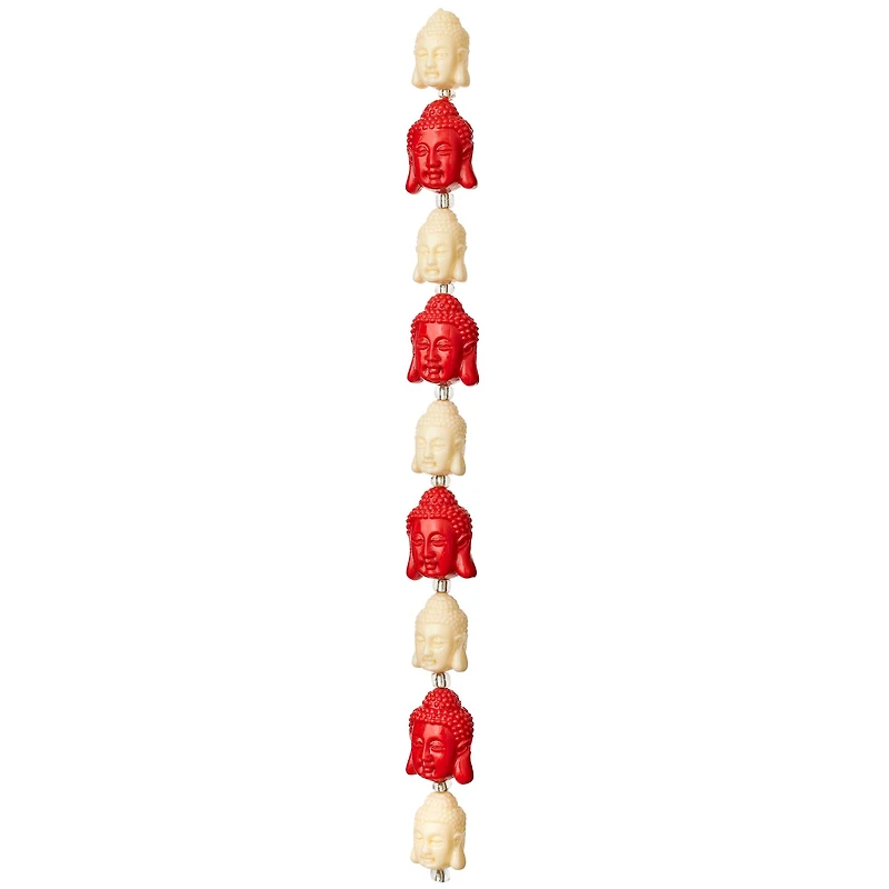 Red & White Reconstituted Stone Siddhartha Beads, 15mm by Bead Landing™