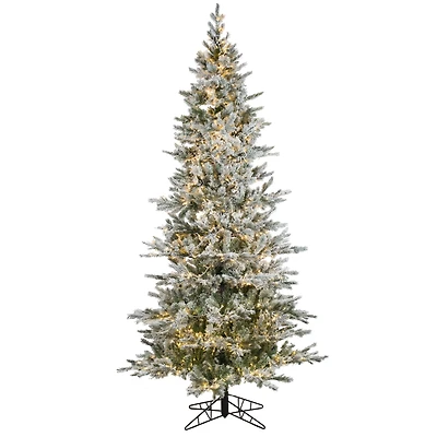 6.5ft. Pre-Lit Flocked Kiana Artificial Christmas Tree, Wide Angle Warm White LED Lights