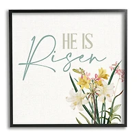 Stupell Industries He Is Risen Religious Easter Holiday Flower Blossoms Framed Giclee Art