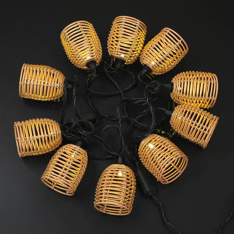10ct. Warm White LED Faux Rattan Shaded String Lights by Ashland®