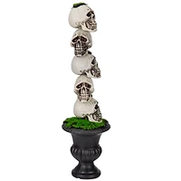 16" Skull Tower Topiary in Urn Halloween Decoration