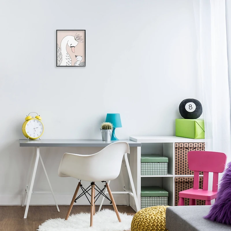 Stupell Industries Mother & Baby Swan Flower Crowns Princess Animals Framed Giclee Art