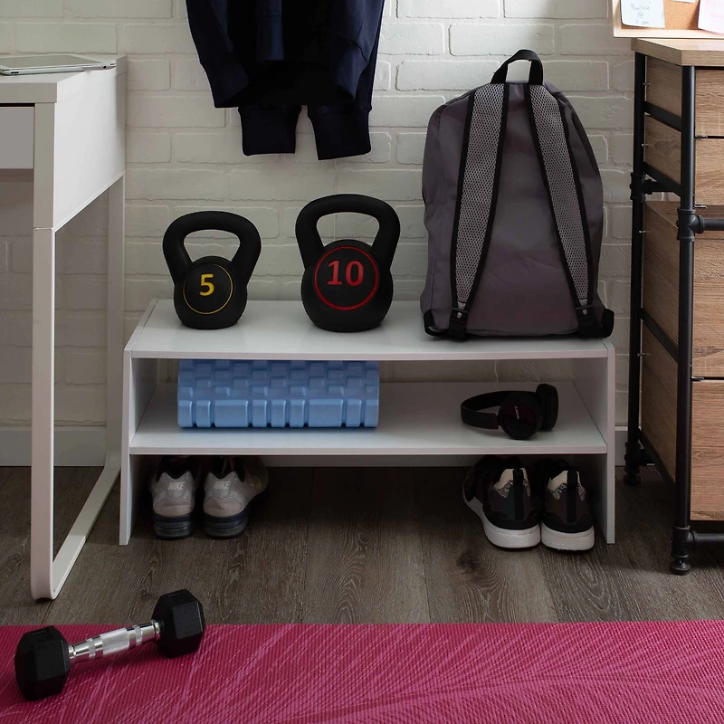 Organize It All White 2 Shelf Stackable Shoe Rack