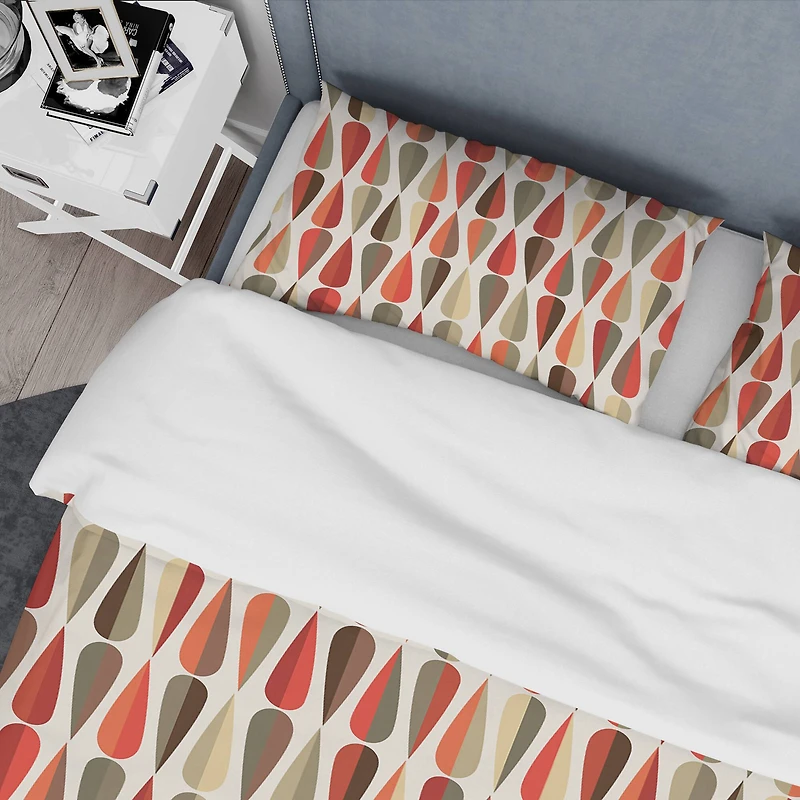 Designart 'Retro Abstract Drops IV' Mid-Century Duvet Cover Set