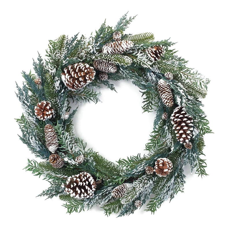 26" Flocked Pine Cone Wreath