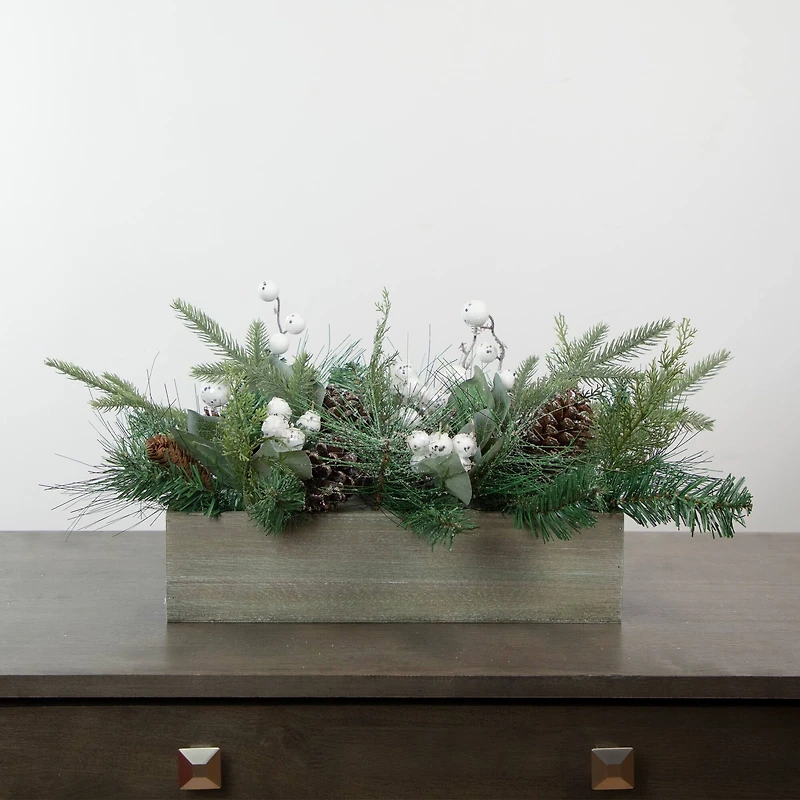 20" Mixed Pine with Pine Cones and Berries Christmas Floral Arrangement
