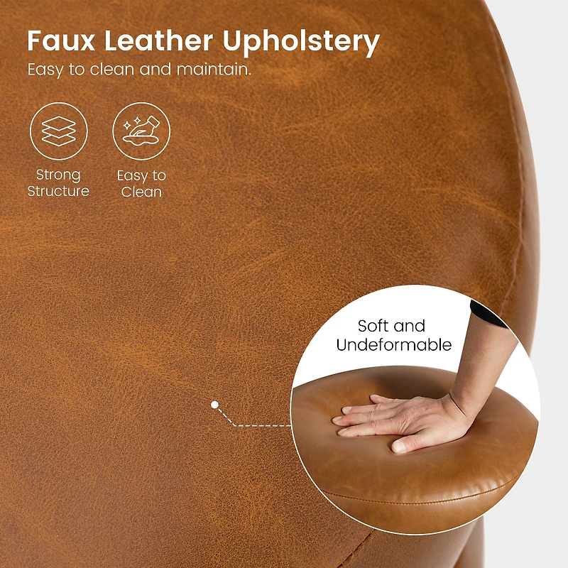 Glitzhome® 19.5" Coffee Brown Upholstered Storage Ottoman