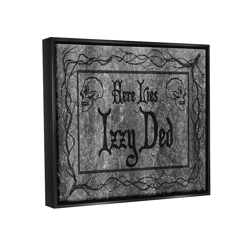 Stupell Industries Here Lies Izzy Ded Gravestone Framed Floater Canvas Wall Art