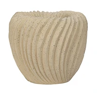 Hello Honey® 8.5" White Speckled Sand Finish Stoneware Pleated Planter