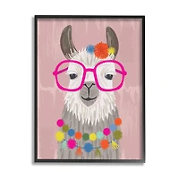 Stupell Industries Llama Silly Glasses Polka Dots Festive Animal in Frame Wall Art