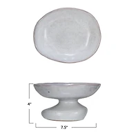 Hello Honey® 5" White Speckled Stoneware Organic Shaped Footed Dish