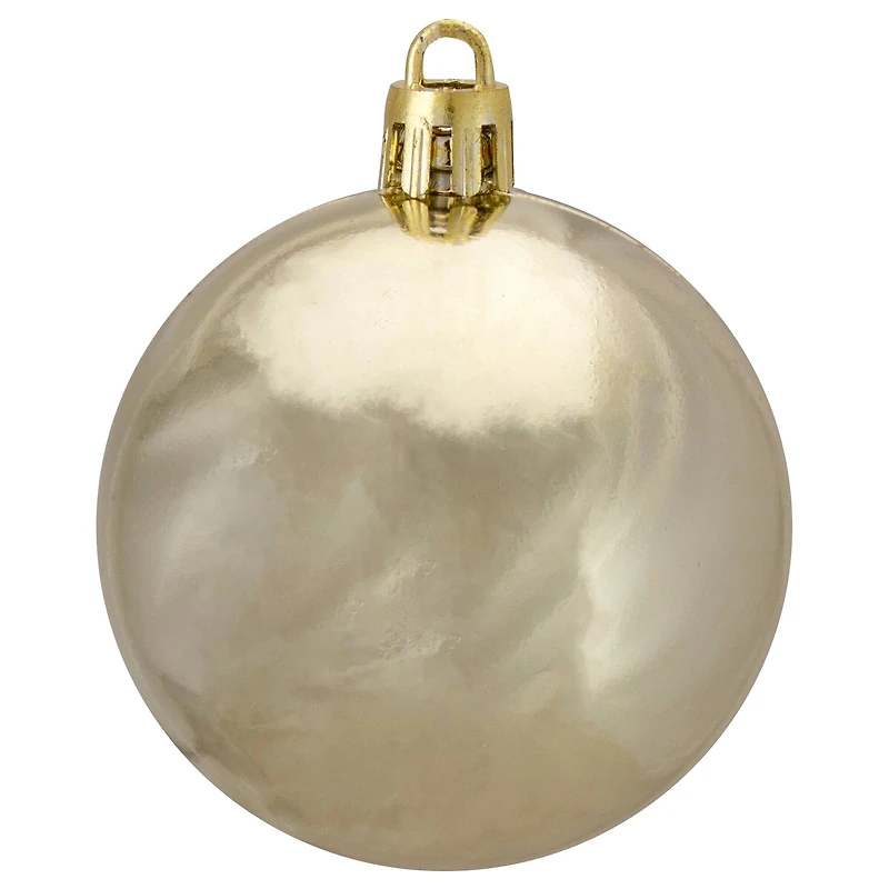 60ct Shiny Champagne Gold Shatterproof Ball Ornaments