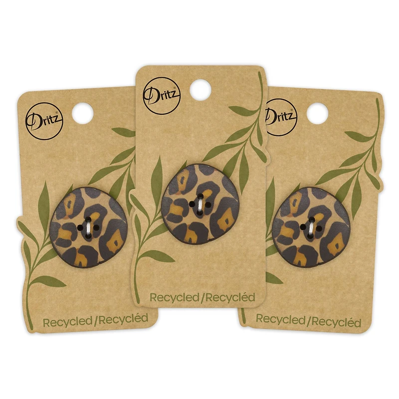 Dritz® 30mm Cheetah Recycled Leather Buttons, 3ct.