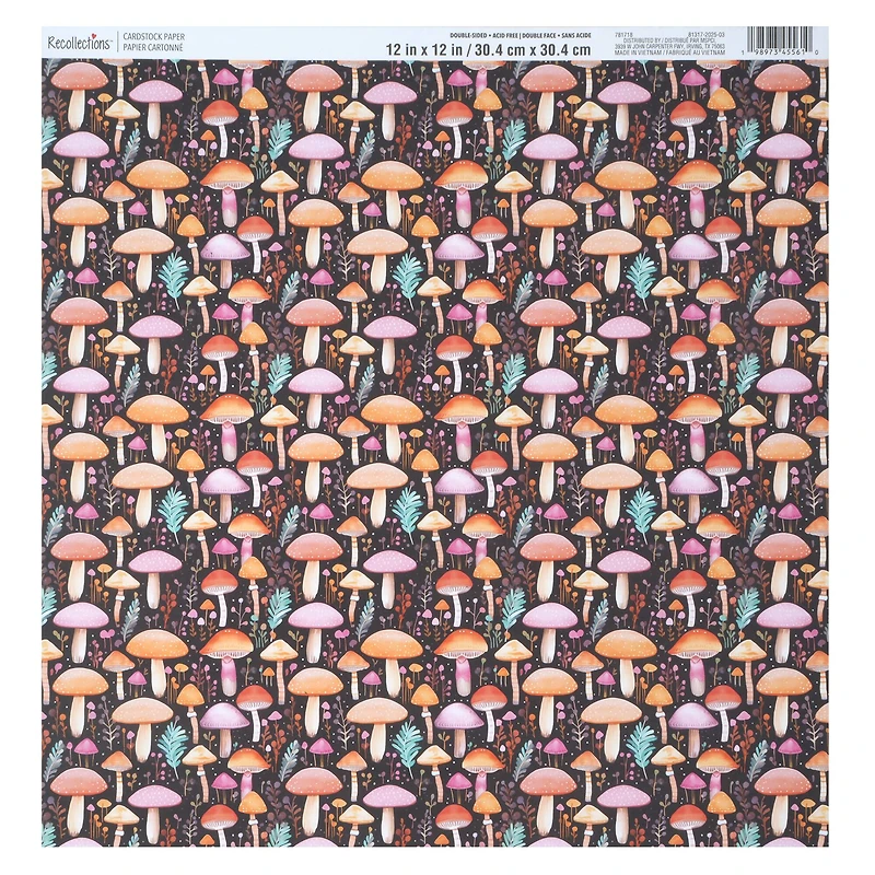 12" x 12" Double-Sided Blue Mushroom Cardstock Paper by Recollections™