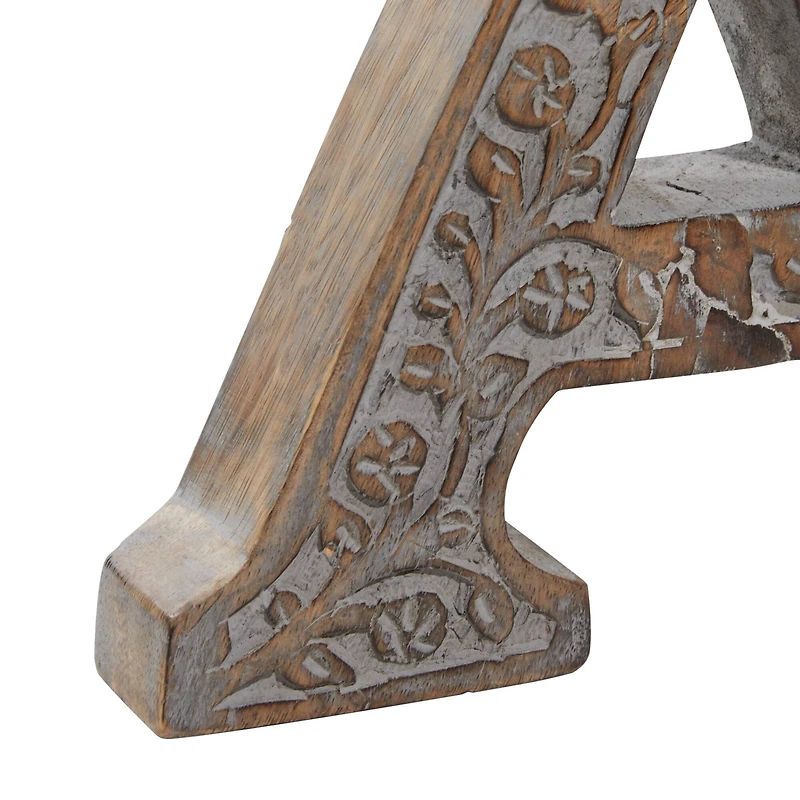 8" Brown Mango Wood Letter Set