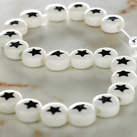 Star Printed Ceramic Round Beads, 8mm by Bead Landing™