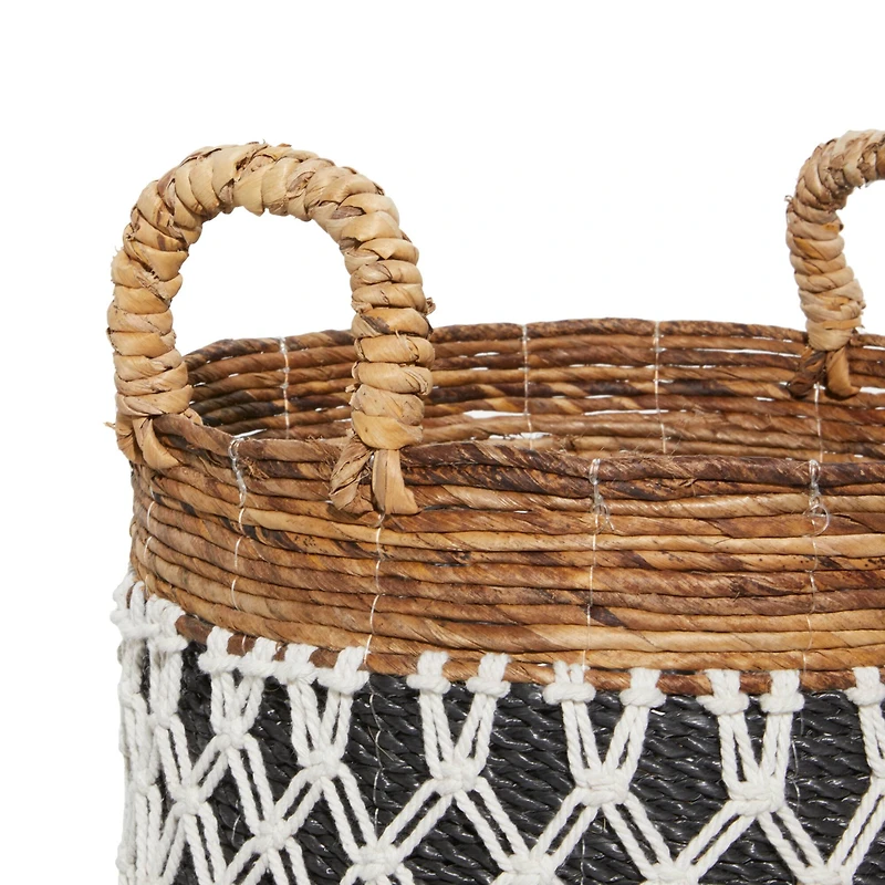 Black Banana Leaf Bohemian Storage Basket Set