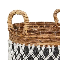 Black Banana Leaf Bohemian Storage Basket Set