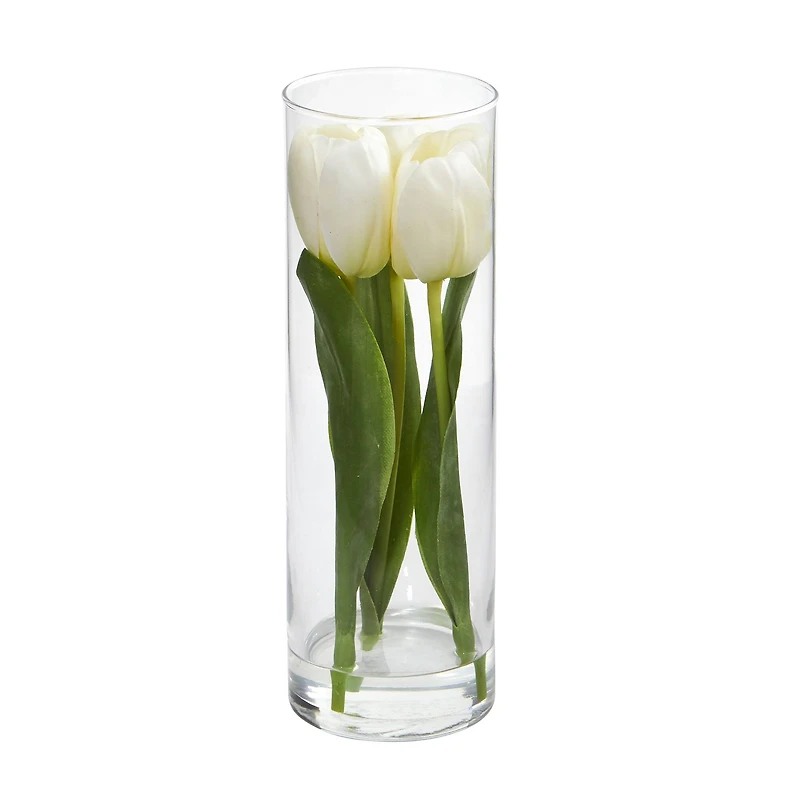 10" Tulip Arrangement in Glass Vase