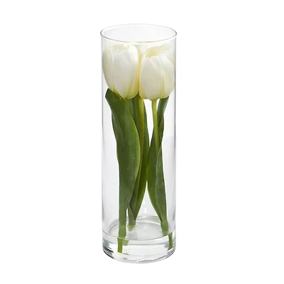 10" Tulip Arrangement in Glass Vase