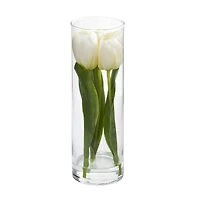 10" Tulip Arrangement in Glass Vase
