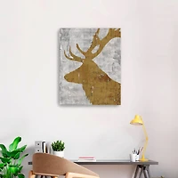 Rustic Lodge Animals Deer On Grey Canvas Giclee