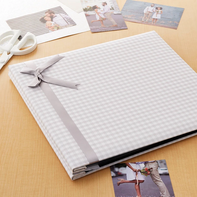 Gray Gingham Scrapbook with Ribbon by Recollections™