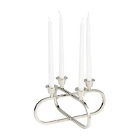 8" Silver Stainless Steel Overlapping Oval Geometric Candelabra
