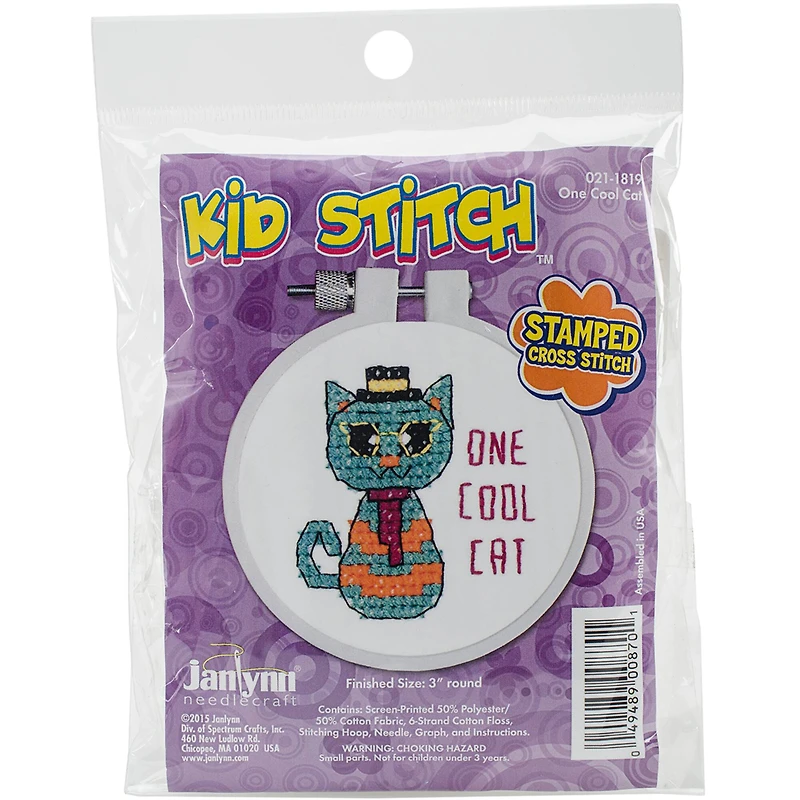 Janlynn® Kid Stitch One Cool Cat Stamped Cross Stitch Kit