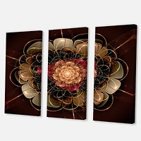 Designart - Dark Gold Red Fractal Flower Pattern