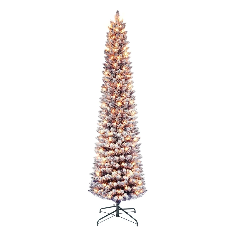 7.5ft. Pre-Lit Flocked Fashion Purple Artificial Christmas Tree, Clear Lights