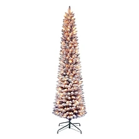 7.5ft. Pre-Lit Flocked Fashion Purple Artificial Christmas Tree, Clear Lights