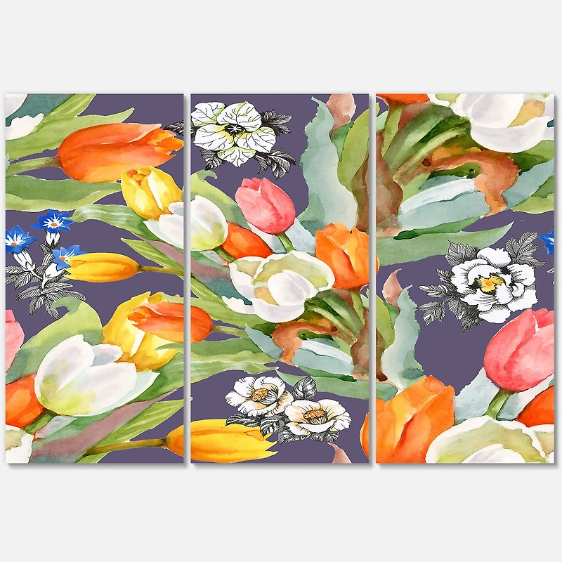 Designart - Blooming White and Orange Tulips VI