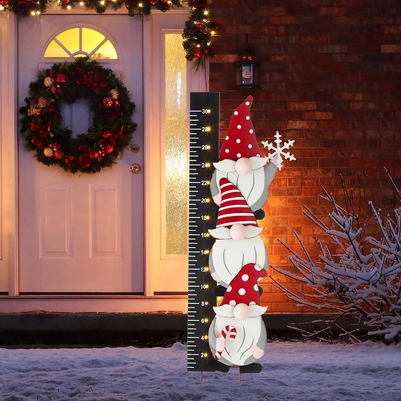 Glitzhome® 3ft. Lighted LED Gnome Snow Gauge Yard Stake