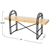 Hello Honey® 48" Blonde Nordic Fir Wood & Black Iron Bench