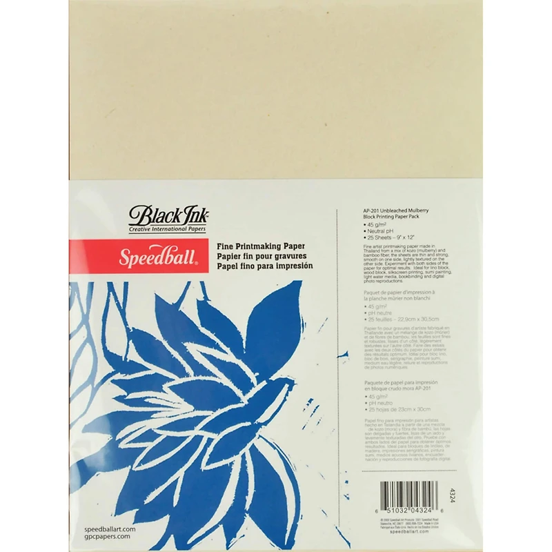 Speedball® Unbleached Mulberry Block Printing Paper, 9" x 12"