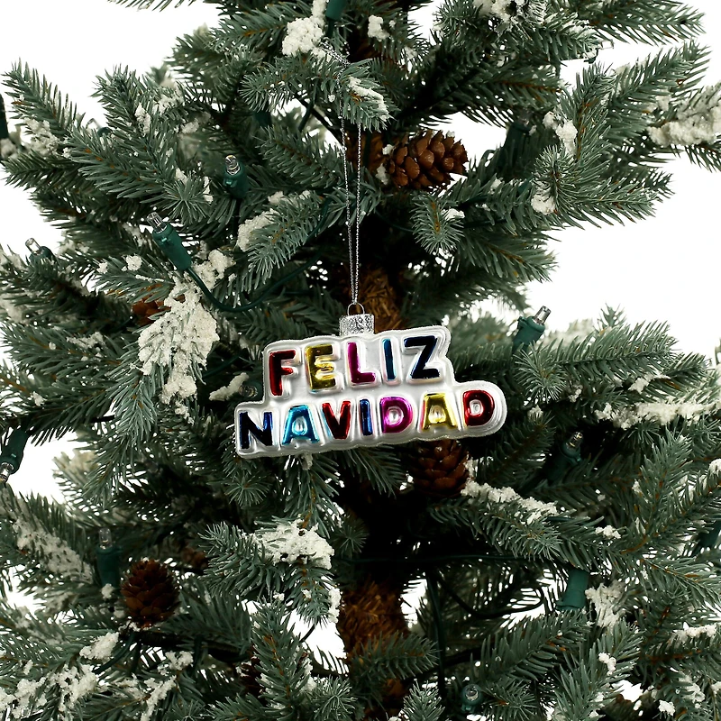 4" Feliz Navidad Glass Ornament by Ashland®